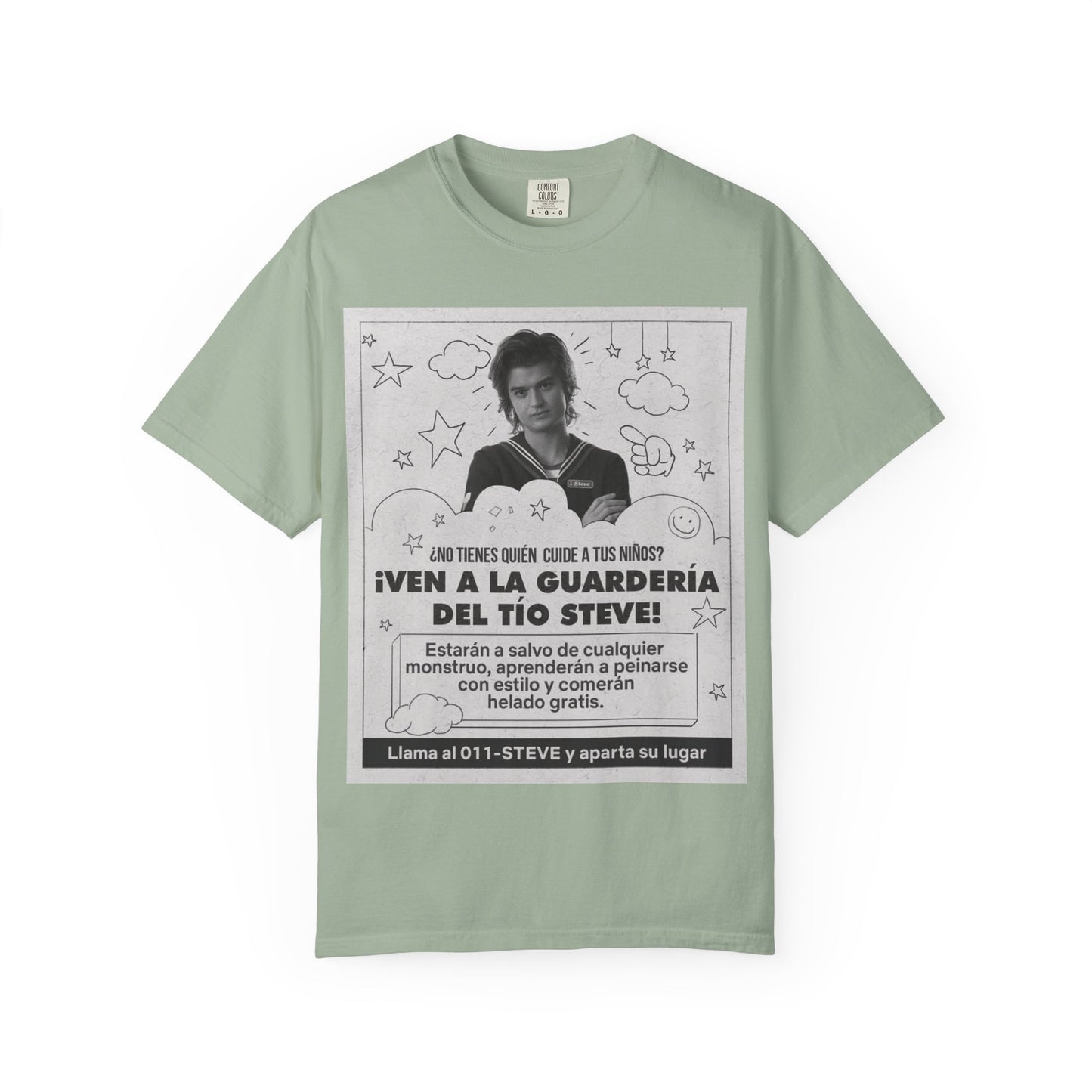 Vintage Spanish Ad Graphic T-Shirt — "¡Ven a la Guardería del Tío Steve!"