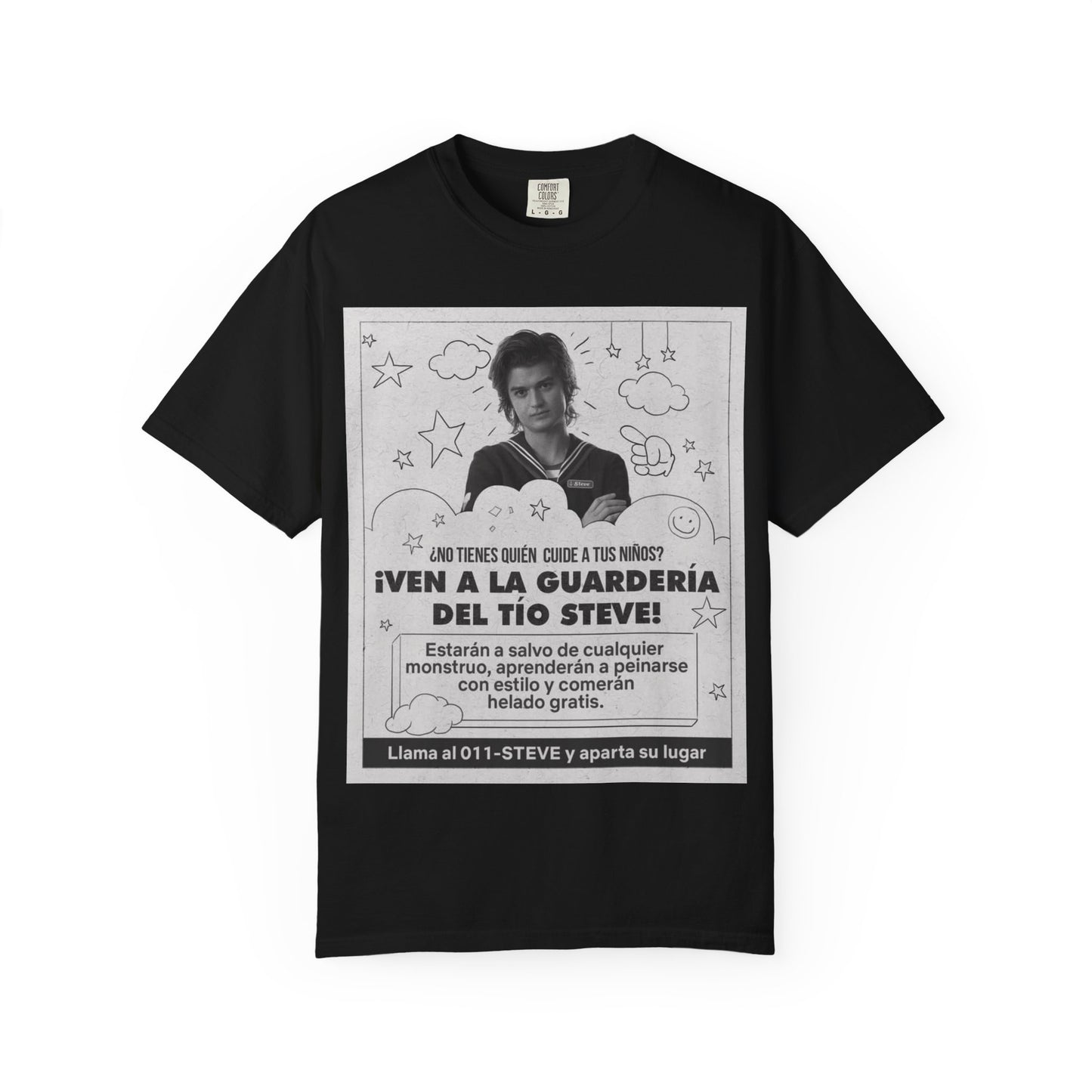 Vintage Spanish Ad Graphic T-Shirt — "¡Ven a la Guardería del Tío Steve!"