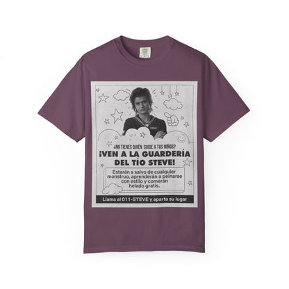 Vintage Spanish Ad Graphic T-Shirt — "¡Ven a la Guardería del Tío Steve!"