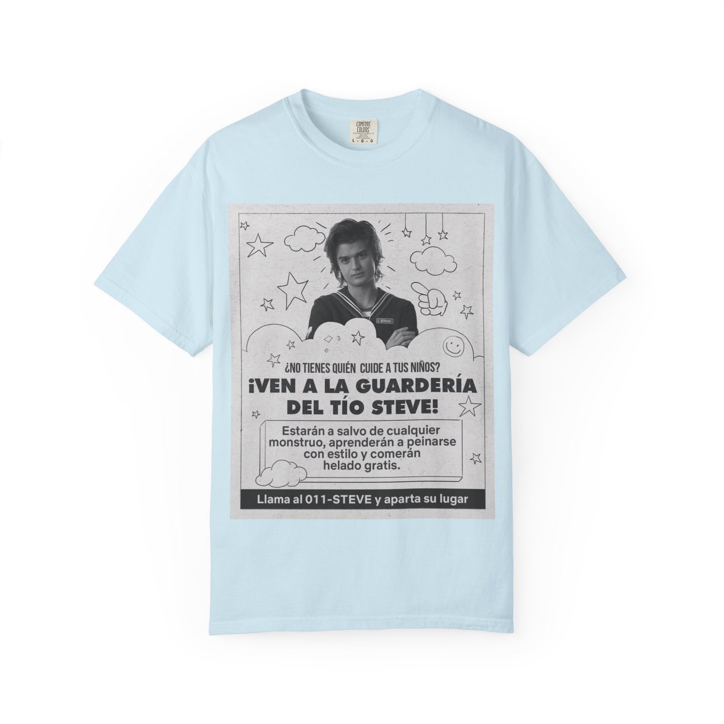 Vintage Spanish Ad Graphic T-Shirt — "¡Ven a la Guardería del Tío Steve!"