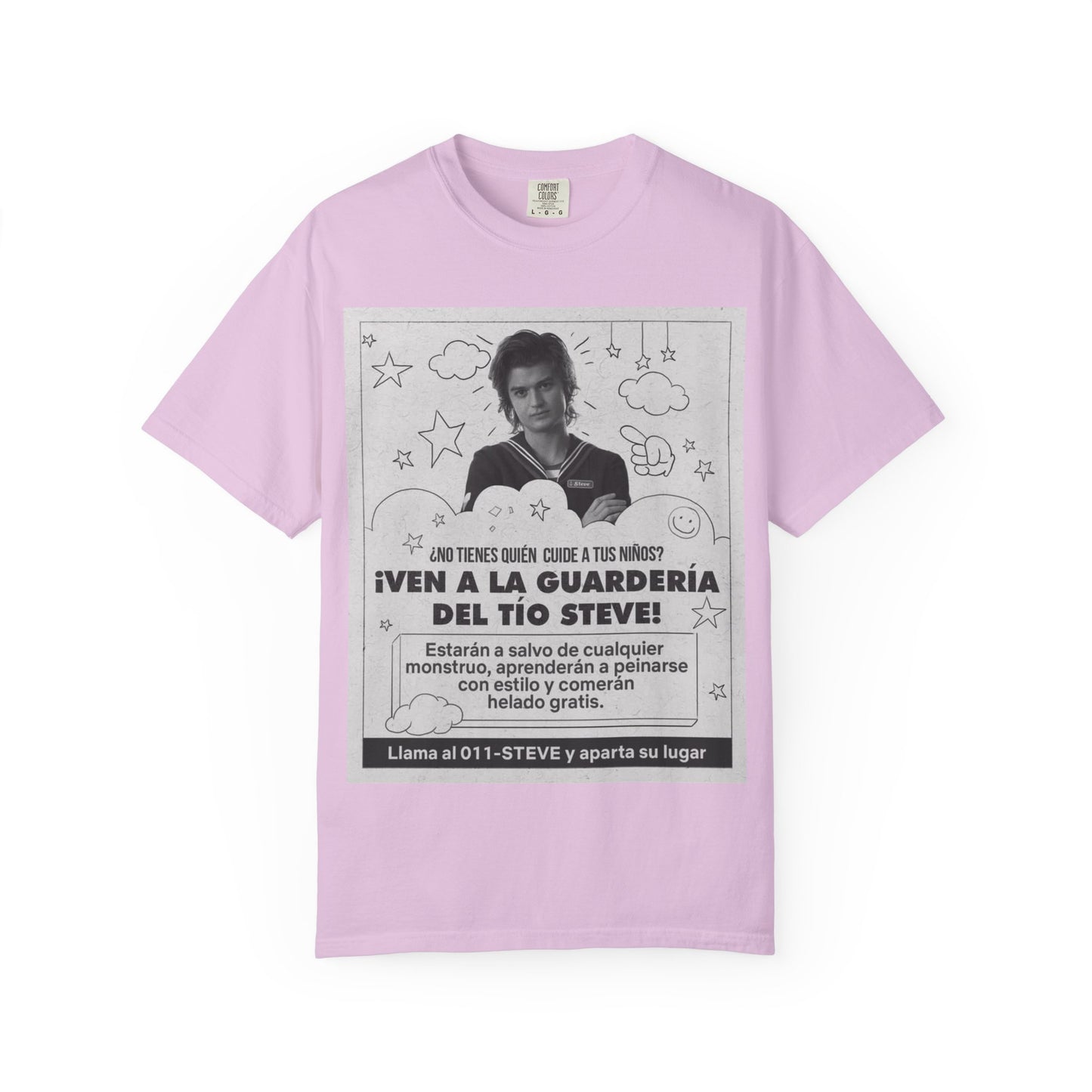 Vintage Spanish Ad Graphic T-Shirt — "¡Ven a la Guardería del Tío Steve!"