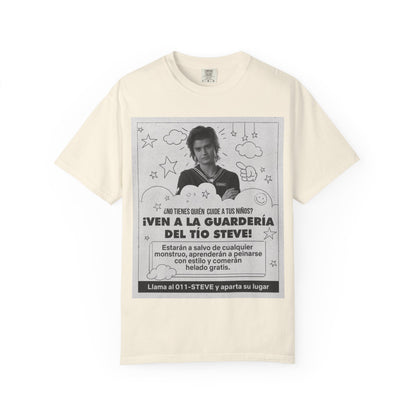 Vintage Spanish Ad Graphic T-Shirt — "¡Ven a la Guardería del Tío Steve!"