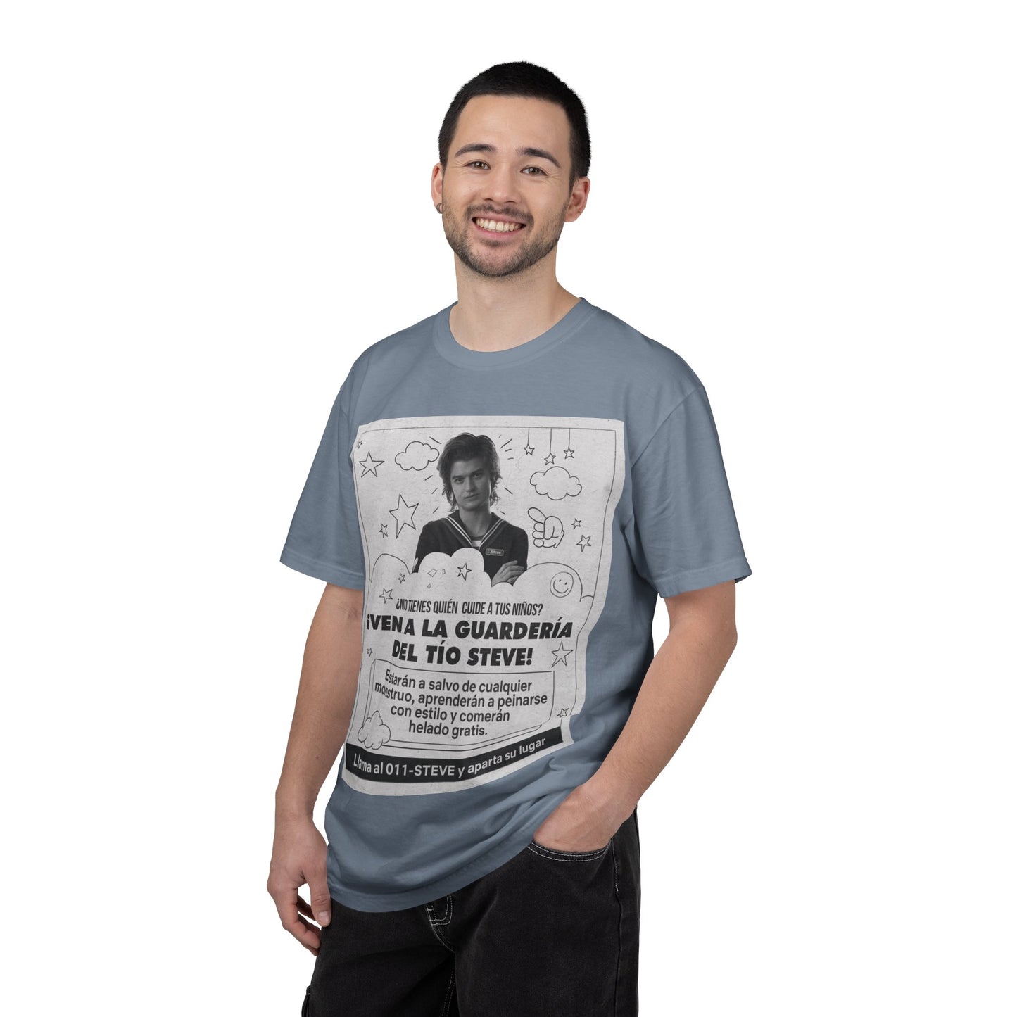 Vintage Spanish Ad Graphic T-Shirt — "¡Ven a la Guardería del Tío Steve!"