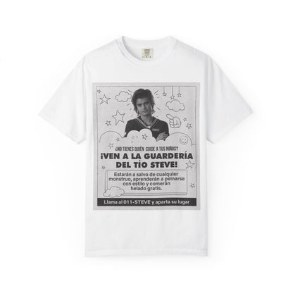Vintage Spanish Ad Graphic T-Shirt — "¡Ven a la Guardería del Tío Steve!"