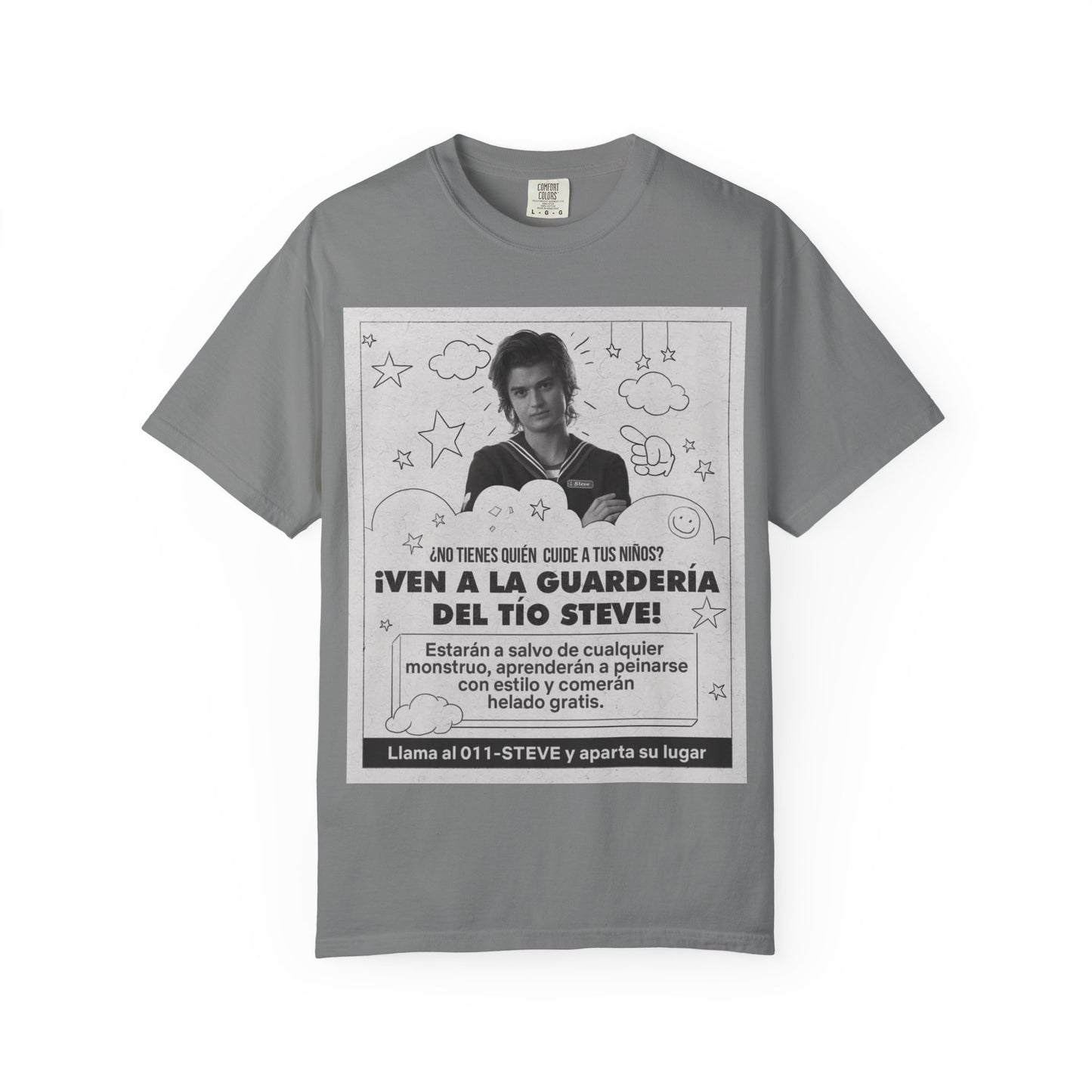 Vintage Spanish Ad Graphic T-Shirt — "¡Ven a la Guardería del Tío Steve!"
