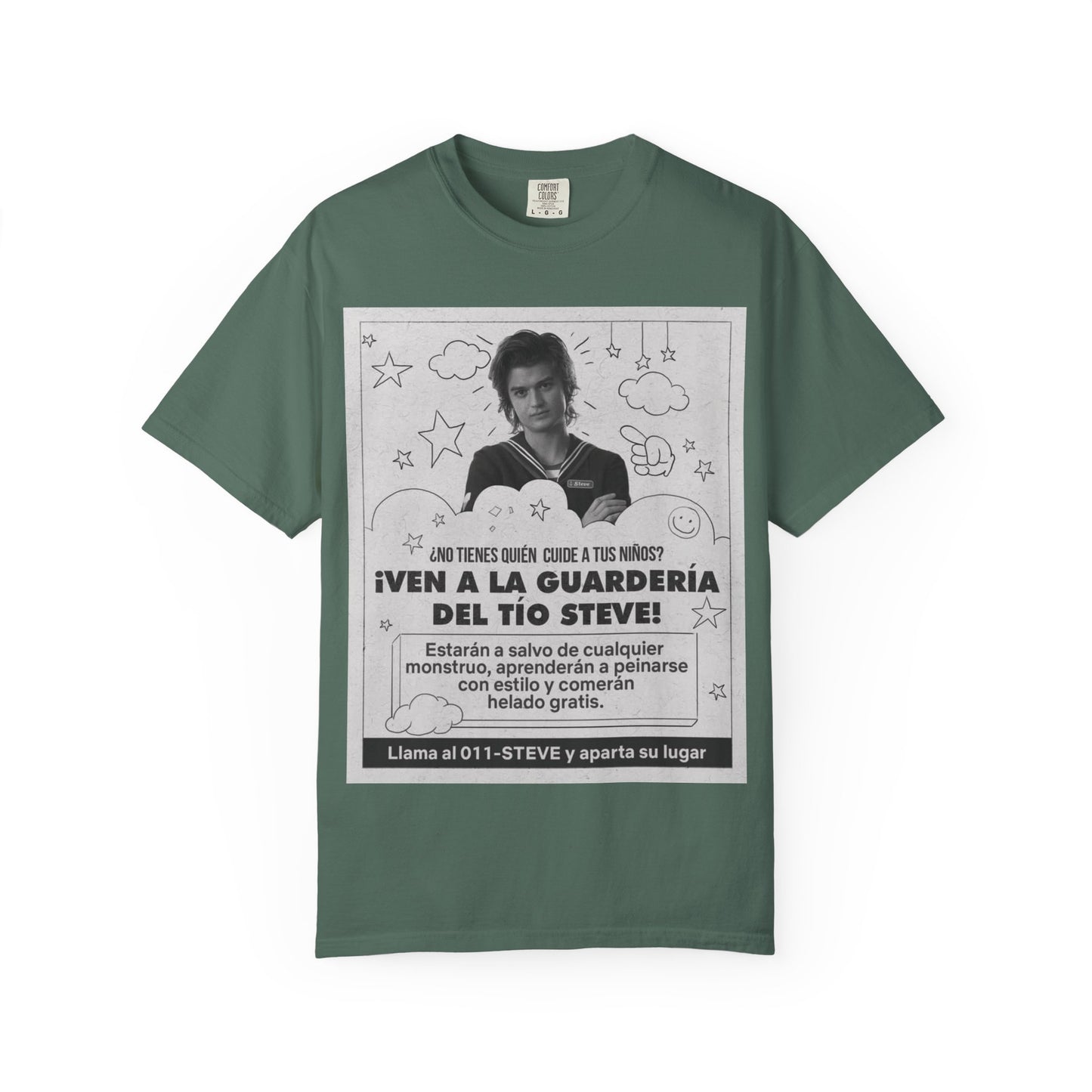 Vintage Spanish Ad Graphic T-Shirt — "¡Ven a la Guardería del Tío Steve!"