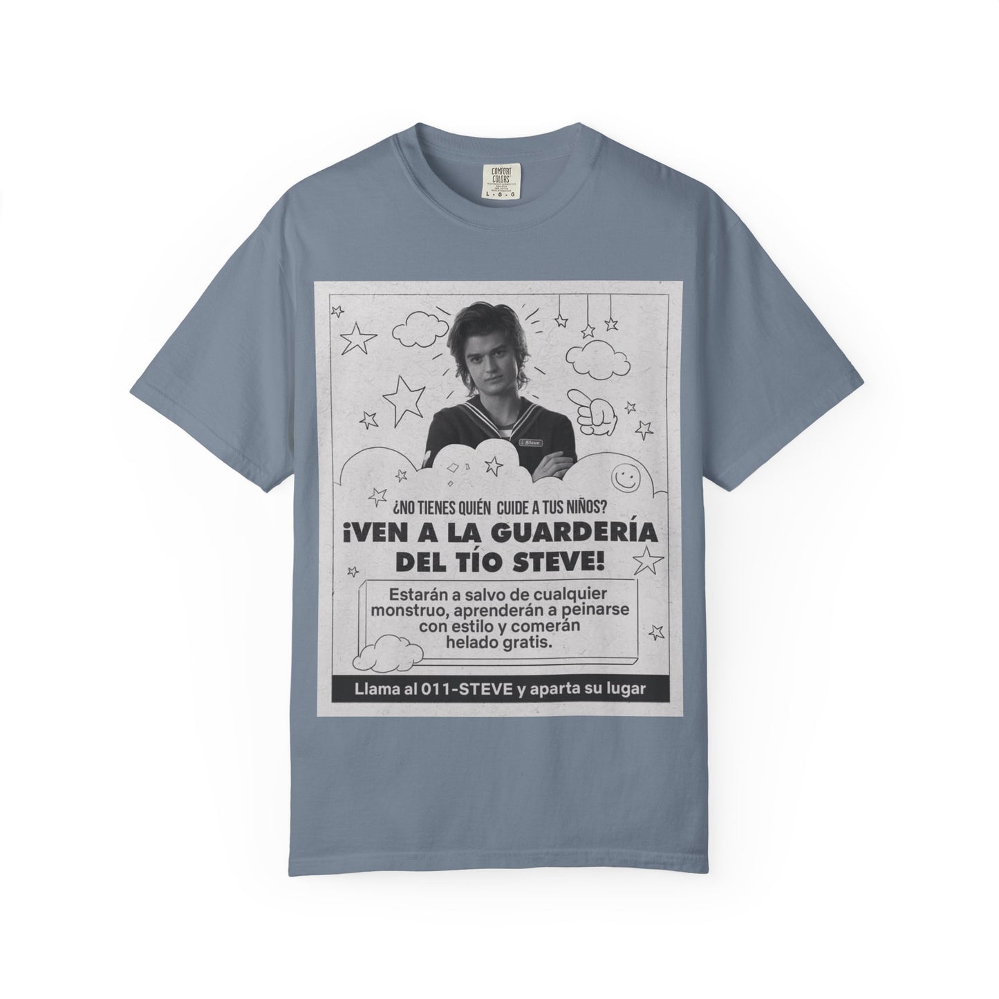 Vintage Spanish Ad Graphic T-Shirt — "¡Ven a la Guardería del Tío Steve!"